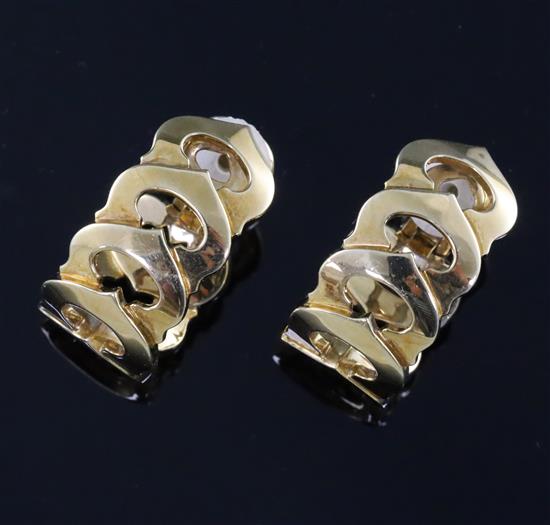 A pair of modern 18ct gold Cartier earclips, gross 33.8 grams.